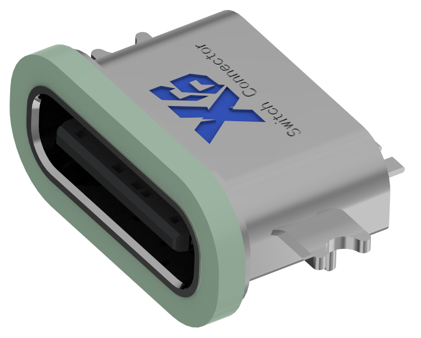 XB-TYPE C 6P-6 沉板1.2防水母座L=6.7mm(带钢片)(锌合金外壳)